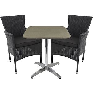 Bistromöbel Campingmöbel Gartenmöbel-Set Bistrotisch 65x65cm + 2x Rattansessel