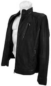 Bugatti Giacca In Pelle Uomo Vero cuoio Pelle Nappalan nero nuovo 8696