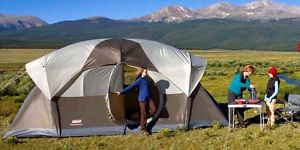 Camping Fishing Family Getaway Coleman WeatherMaster 10 Person Hinged Door Tent