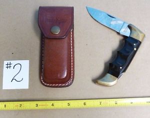 PRE OWNED KERSHAW FOLDING FIELD #1050 KNIFE & LEATHER SHEATH CASE #2