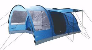 Oak Family Tunnel Tent 4 Person Blue Weekend Spacious Big Windows with Porch