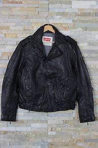 NUOVO da uomo levi's Slim Giacca motociclista MOTOR Nero 100% AGNELLO PELLE S/M/