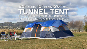 Ozark Trail 20' X 10' Tunnel Tent With Screen Porch, Sleeps 10