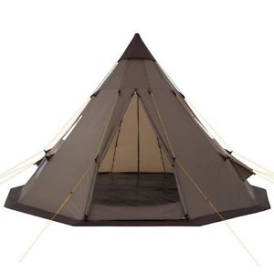 Camping Brown Tent With Steel Pole Carry Bag Upto 6 Persons  Doorway Extra Large