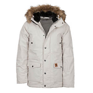 Carhartt Trapper Parka sonora bianco caldo Uomo Cappotto invernale con pelliccia