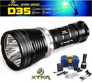 New XTAR D35 CREE XM-L2 U2 2800Lumen 560M Diving LED  Flashlight full Kit