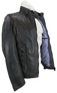 Bugatti Giacca Di Pelle Uomo Vera Pelle Giacca Agnello Nappa grigio 8557 NUOVO