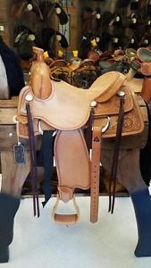 Double C Western Saddle, size: 14", 02, All Around Saddle, Natural / Hard seat