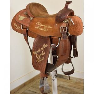 Used 15" Cowboy Gold Saddlery 2012 USTRC Trophy Roping Saddle: U15CGUSTRC12OZAR