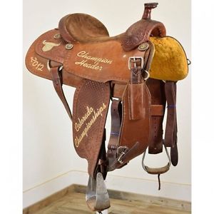 Used 14.5" Cowboy Gold Saddlery 2012 USTRC Trophy Roping Saddle: U145CGUSTR12COL