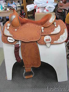 Billy Cook Sulphur OK Fancy Silver Show Saddle 16" MINT Lightly Used