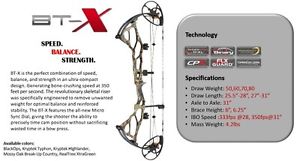 Bowtech BT-X 31" 60-70# Adjustable Draw **New** Full Warranty
