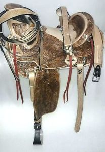 16"western tack trail pleasure wade cowboy rodeo horse premium leather saddle