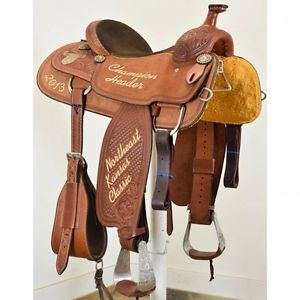 Used 14.5" Cowboy Gold Saddlery USTRC Trophy Roping Saddle Code: U145CGUSTRC13NE