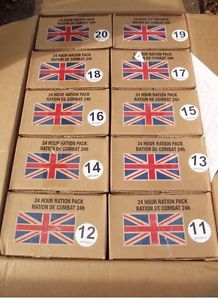 BRITISH ARMY 24HR RATION PACKS BOX x 10 B (Lot of 10 boxes)