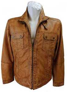 Jilani Giacca In Pelle Uomo Vera Pelle Nappa Di Agnello cognac NUOVO 7273