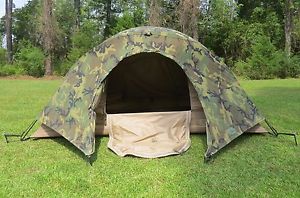 USMC 2 Man Tactical Combat Tent, Rain Fly, Repair Kit Woodland Camouflage Desert