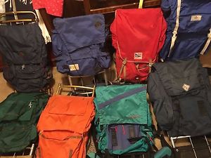 Lot of 8 Vintage External Frame Pack Hiking Backpacks ALP, Gerry, EMS, Camp Trai