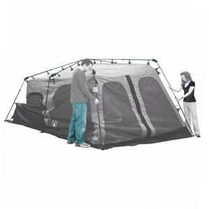 8 Person Family CAMPING TENT, 14 x 10 Feet Two Room INSTANT TENT, Brown