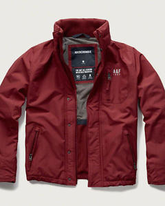NUOVO ABERCROMBIE FITCH S S All-Season CLIMA GUERRIERO Giacca ROSSO UOMO GIACCA