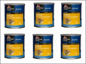 GRANOLA WITH BLUEBERRIES & MILK  Mountain House Freeze Dried Food 6 Cans - New
