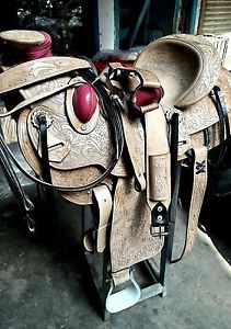 16"western tack pleasure wade cowboy rodeo horse premium leather  king saddle