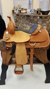 Double C Western Saddle, size: 15", 03, Cutter Saddle, Chestnut / black nappa