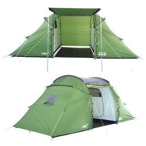 GELERT Quest 4 Person Tent 2 Bedroom Tunnel Large Porch Area Breathable Mesh