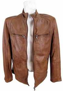 Jack Hunter Giacca Di Pelle Uomo Vera Agnello Nappa cognac NUOVO 7448a