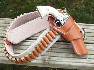 John Wayne Suede Out Money Gun Belt Rig to fit a Colt SAA with 5.5inch Barrel.