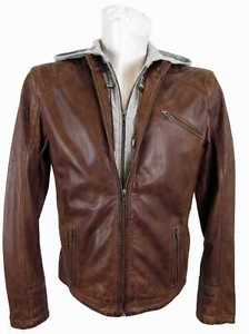 Jack Hunter Giacca Di Pelle Uomo Vera Agnello Nappa Cappuccio marrone nuovo 7452