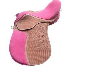 LaZeen All Purpose Youth Saddle Pink Leather Horse Equestrian Riding Accessory