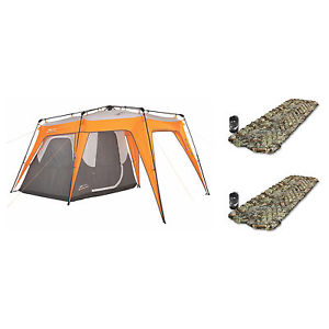 Coleman 2-in-1 4 Person Tent + Shelt + Klymit Static V King's Camo Sleep Pad (2)