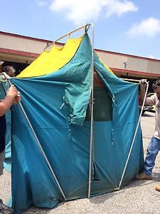 Vintage Sky Blue And Yellow Canvas 8'x10' Tent