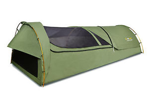 Oztrail Mitchell Jumbo Single Swag Green 3 Pole Dome, 245x110cm, Thicker Mattres