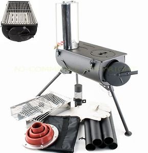 Frontier Wood Burning Stove Grill BBQ Portable Cooker Heater Camping Carry Bag