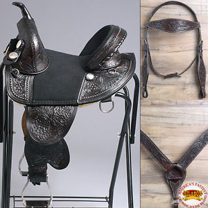 TW15PA326DB HILASON TREELESS WESTERN TRAIL BARREL RACING SADDLE BRIDLE COLLAR 16