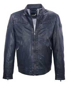 Jilani - Giacca Di Pelle Uomo Vera Agnello Nappa blu indaco NUOVO 9493