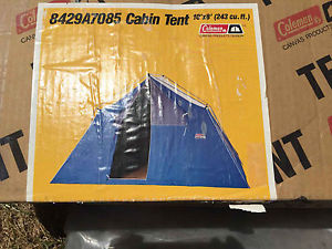 Vintage Coleman Model #8429A7085 Canvas Blue Cabin 10 X 8 Tent