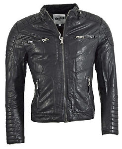 Mentex Homme faux cuir veste Biker jacke matelassé matelassé noir Camel