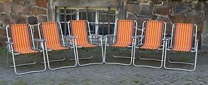 6 Stück Campingstühle DDR Alu-Klappstuhl Liegestuhl Gartenstuhl orig. 70er Jahre