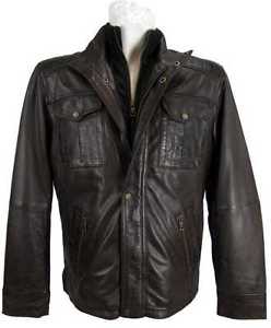 Jilani Giacca Di Pelle Uomo Vera Agnello Nappa marrone scuro nuovo 8384