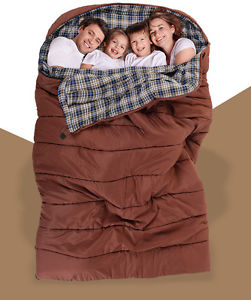 Outdoor Family Hiking Camping Envelope Sleeping Bag 0°C 220CM*140CM Coffee