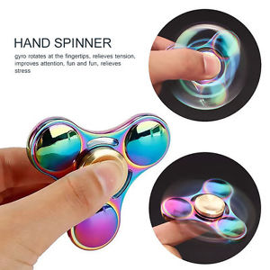 LOT OF 100 Rainbow Brass Tri-Spinner EDC Fidget Spinner Focus Toy Fingertip