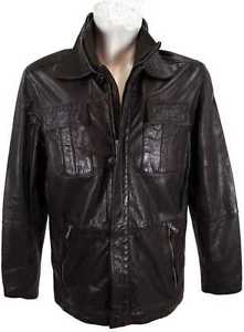 Jilani Giacca In Pelle Uomo Vero cuoio Vera di capra marrone scuro nuovo 8690