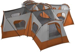 Family Camping Tent 10 - 14 Person 1 - 4 Room Cabin Easy Setup 20' X 20' Orange