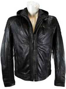 Gipsy Giacca Di Pelle Uomo Vera Pelle Giacca Agnello Nappa nero nero nuovo 7028