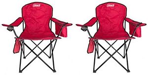 2-Pack Coleman Cooler Quad Chairs With Built-In Cooler Red | 2 x 2000020264