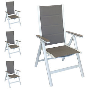 4 Stück Alu Hochlehner Klappstuhl Lehne 6fach verstellbar gepolstertes Textilen