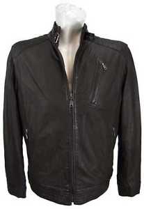 Bugatti Giacca In Pelle Uomo Vero cuoio Pelle Nappalan marrone scuro nuovo 8695